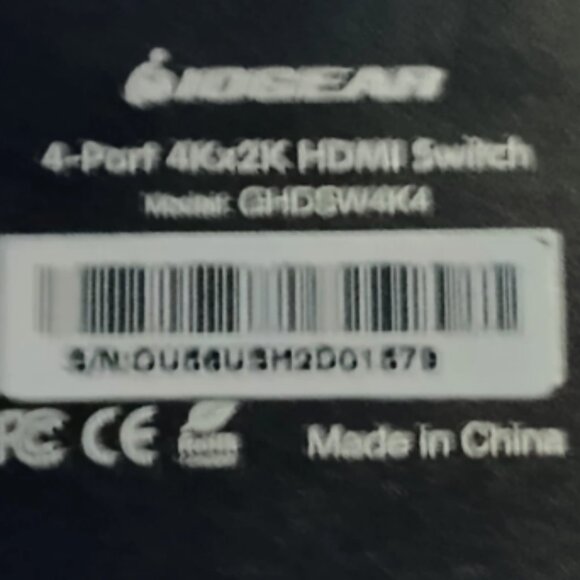 GHDSW4K4 Iogear 4K 4-Port HDMI Switch with Remote - Picture 3 of 5